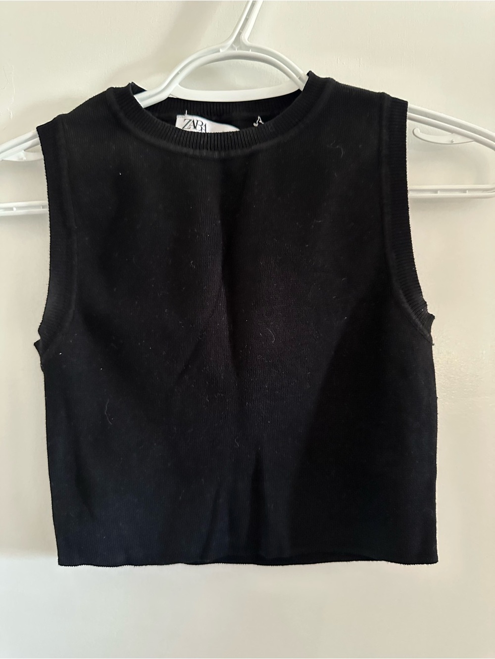 Zara Black Ribbed Sleeveless Crop Top